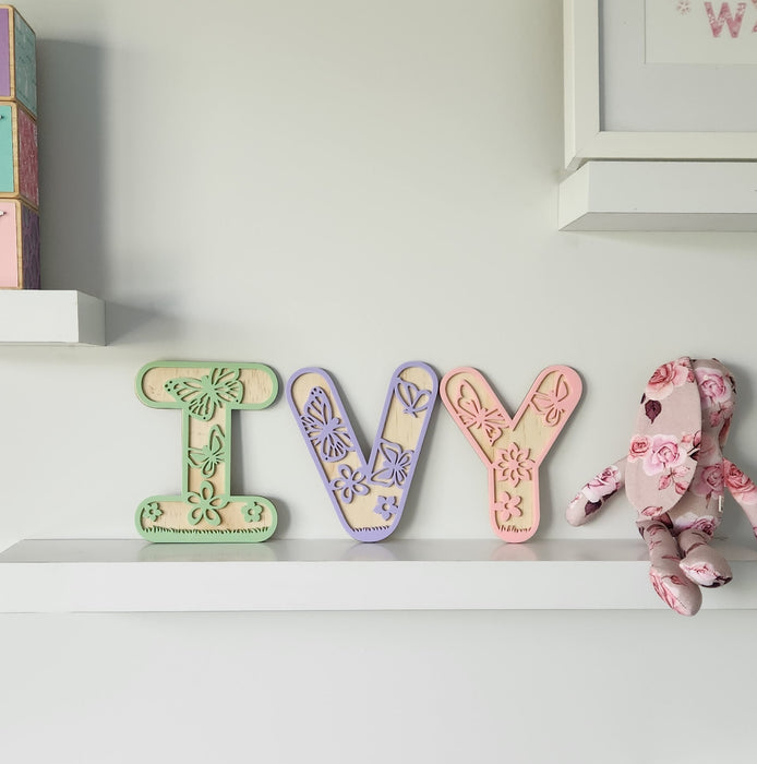 BUTTERFLY & FLORAL WOODEN AND ACRYLIC LETTERS