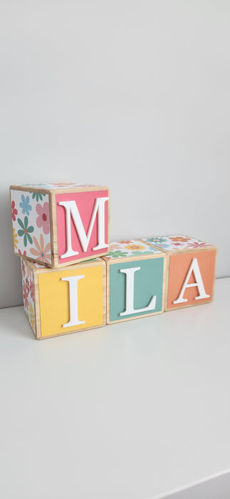 GOOD VIBES FLORAL WOODEN BLOCKS 7CM