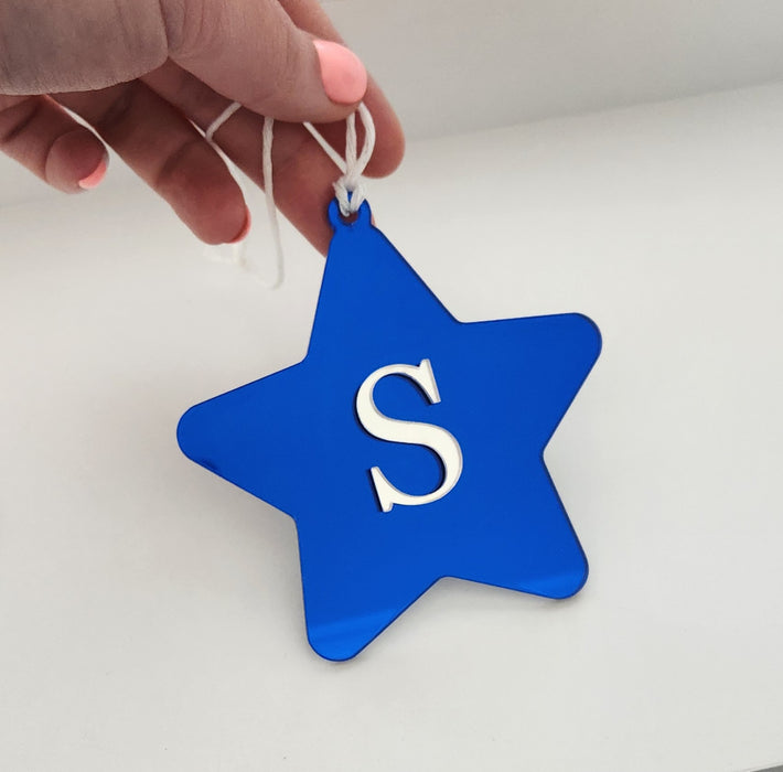 STAR INITIAL SINGLE LAYER ACRYLIC ORNAMENT