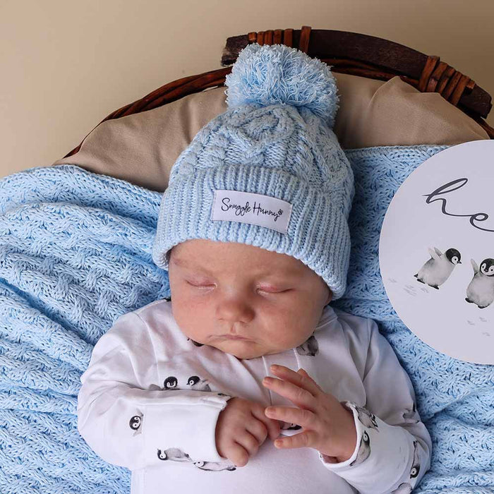 BABY BLUE ORGANIC KNIT BEANIE