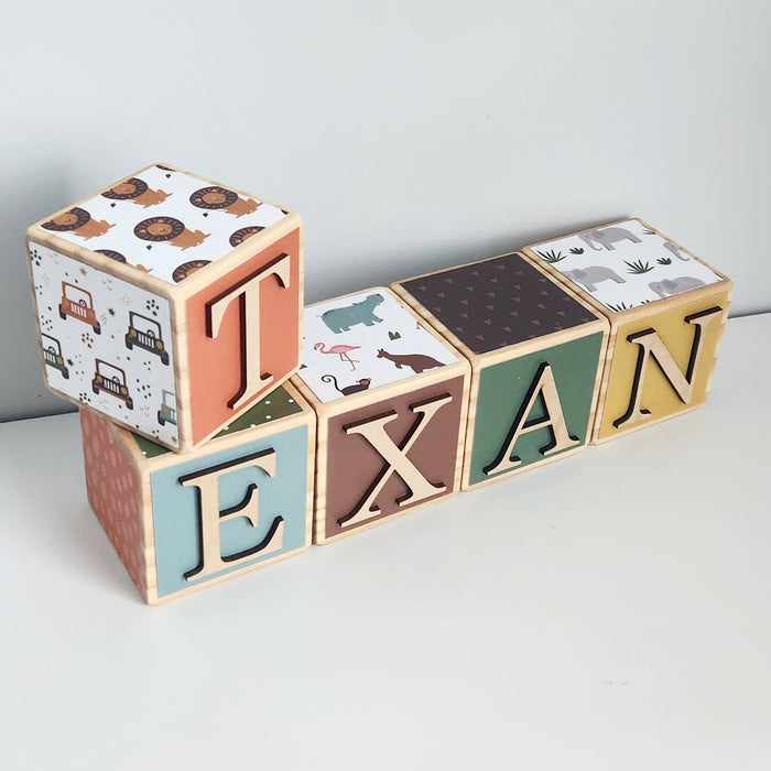 LITTLE EXPLORER WOODEN BLOCKS 7CM