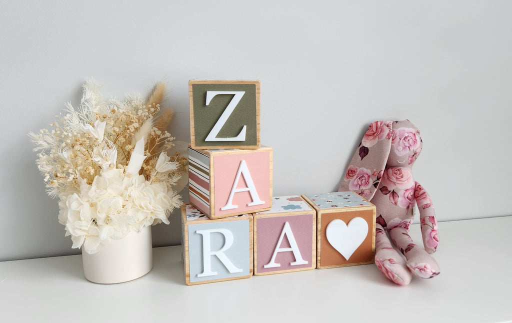 BOHO BABY GIRL WOODEN BLOCKS 7CM