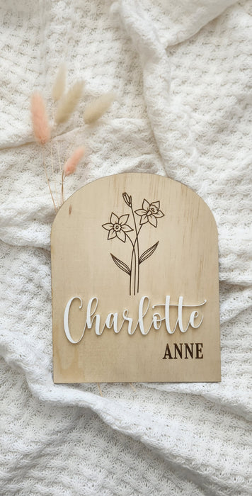 BIRTH FLOWER NAME PLAQUE