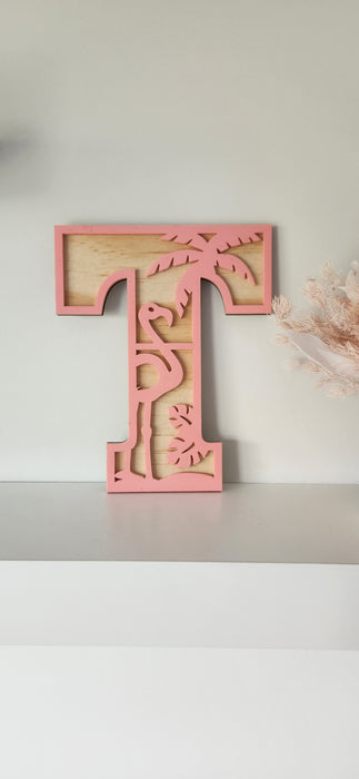 TROPICAL FLAMINGO WOODEN AND ACRYLIC LETTERS