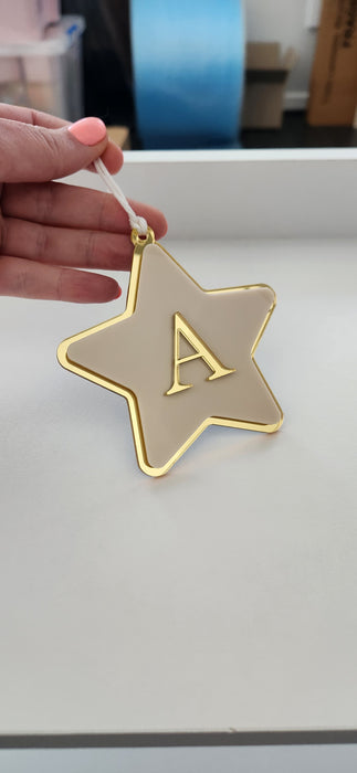 STAR INITIAL DOUBLE LAYER ACRYLIC ORNAMENT