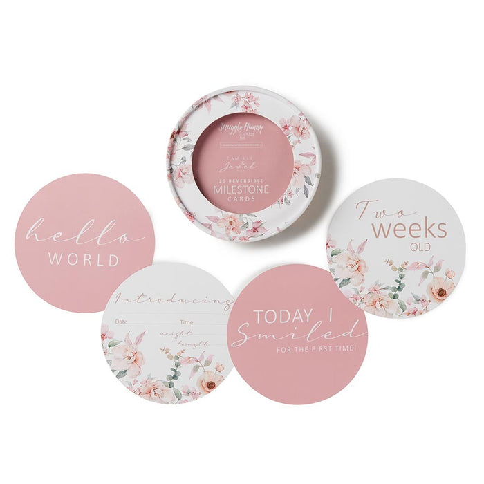 CAMILLE & JEWEL PINK REVERSIBLE MILESTONE CARDS