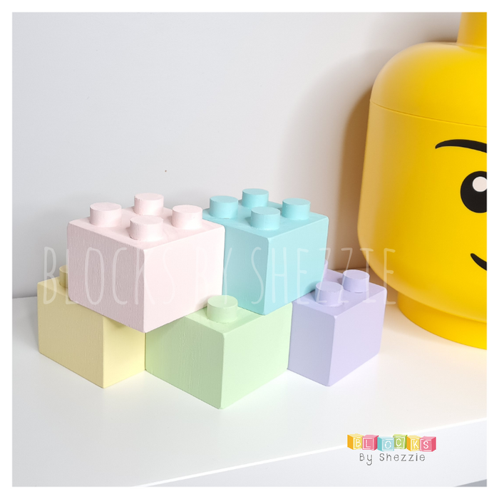 DECORATIVE LEGO WOODEN BUILDING BLOCKS - PASTEL